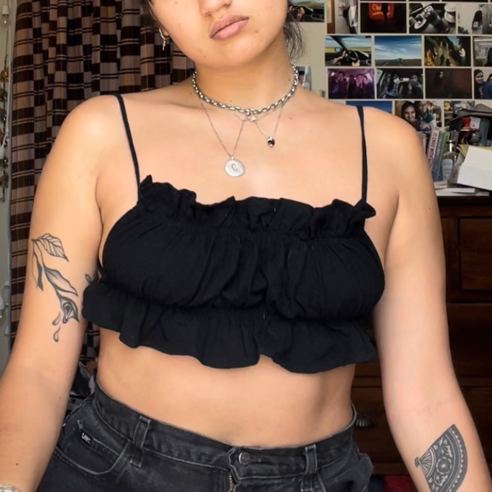 backless black ruched top 🖤